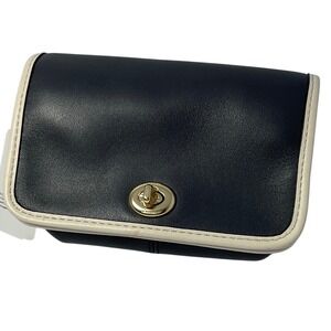 Coach Leather Turnlock Crossbody Bag Navy Cream